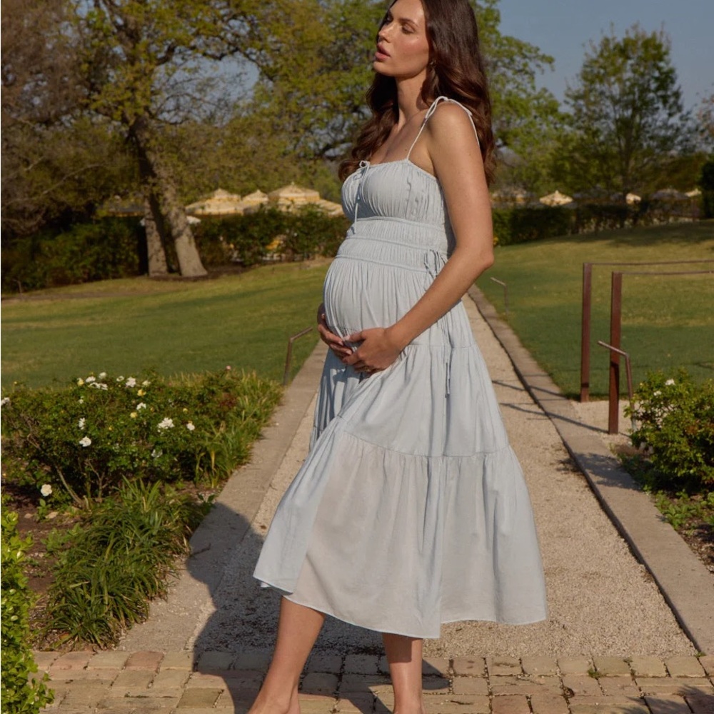 Bumpsuit Shirred Midi Poplin Dress